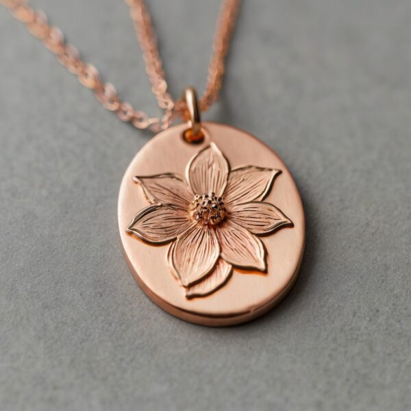 Danity Floral Oval Pendant Necklace